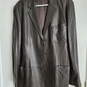 Bruno Magli Dark Brown Leather Blazer
